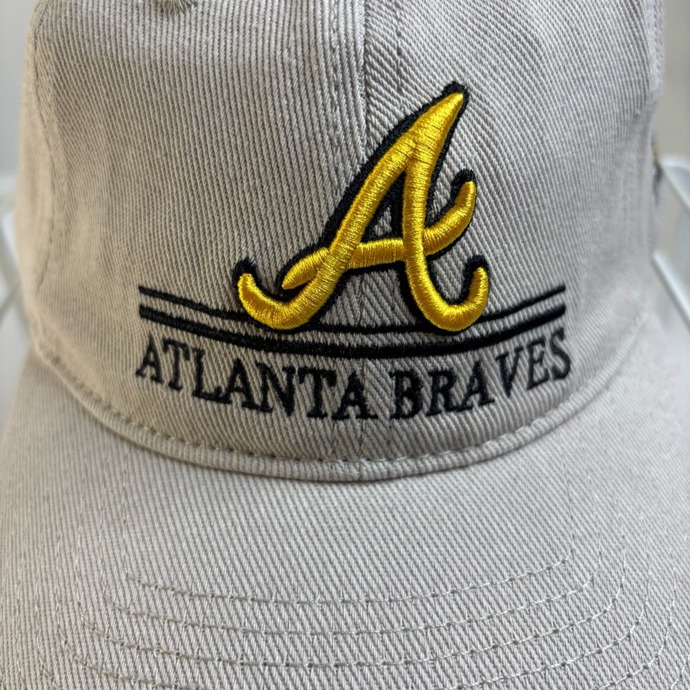 Atlanta Braves Kennesaw State Canvas Beige Baseball Cap/Yellow Detail Strap Back - Picture 2 of 8